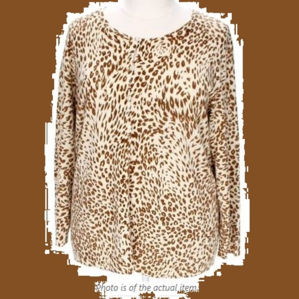 Bone and Brown Color Print Soft Cardigan